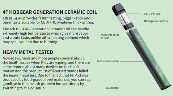 Baccello ceramico dell'atomizzatore di tecnologia della bobina della grande del vapore cbd/thc di cig del mercato degli Stati Uniti e dell'olio della cartuccia del baccello batteria eliminabile del vape