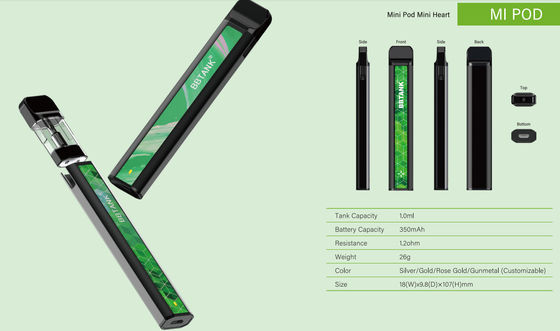 Corredo del baccello del fumo di THC CBD 18mm, 510 cartucce riutilizzabili dell'atomizzatore